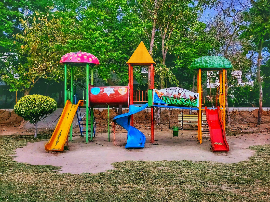 Colorful playground with EPDM rubber flooring
