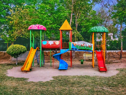 Colorful playground with EPDM rubber flooring