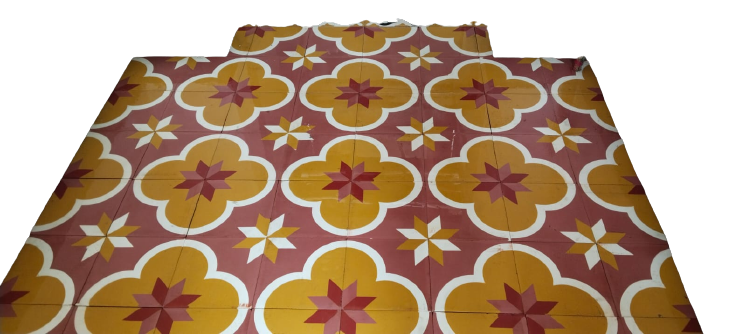 Cloudy Diamond Athangudi Tile, hand-poured pattern