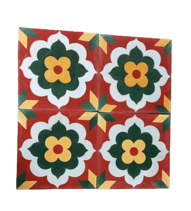 Unity Flower Athangudi Tile, hand-poured pattern