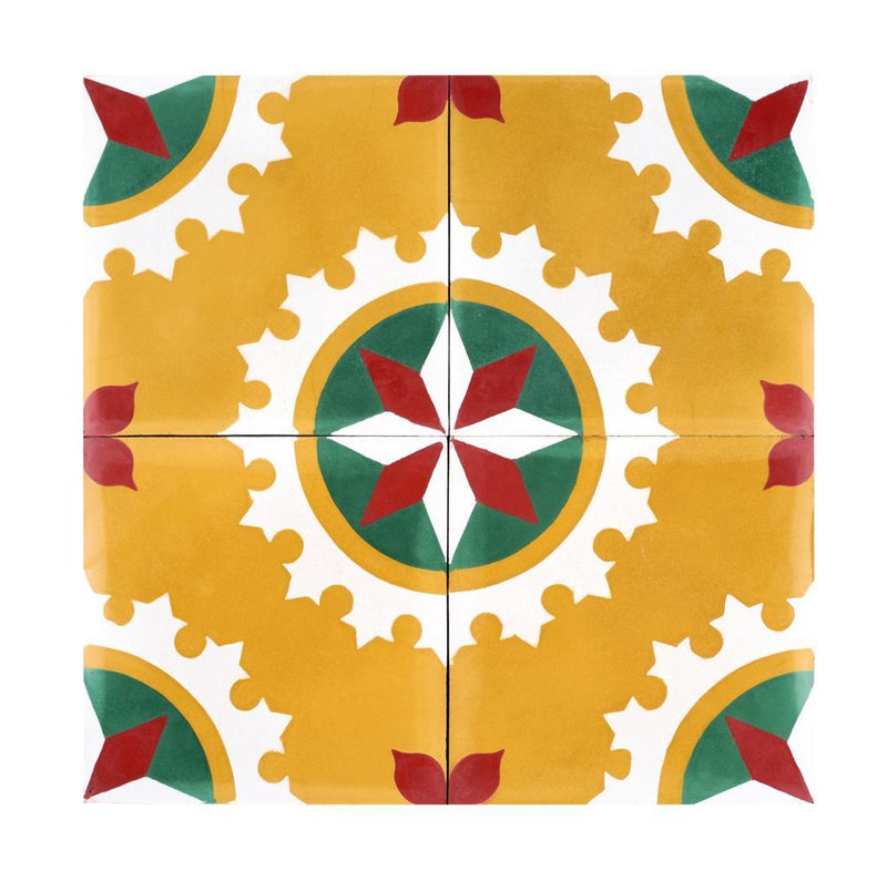 Floral Elegance Athangudi Tile, hand-poured pattern