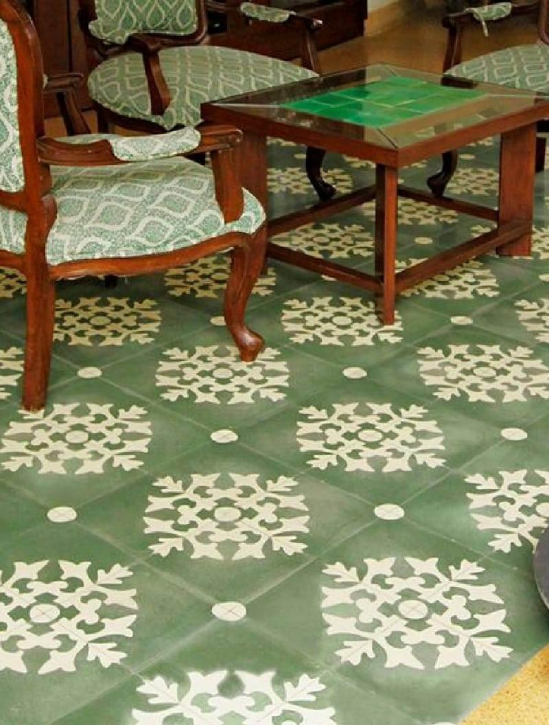 Wild Bloom Athangudi Tile, hand-poured pattern