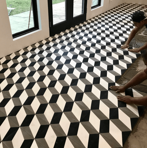 Diamond Link Athangudi Tile, hand-poured pattern
